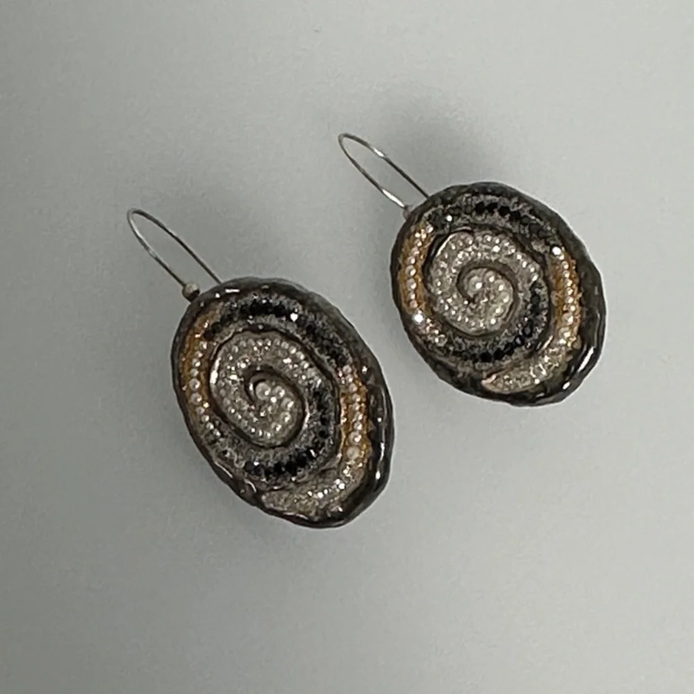Orit Schatzman O.S.925 Sterling SilverMosaic Hook Earrings 8.3g  Earrings